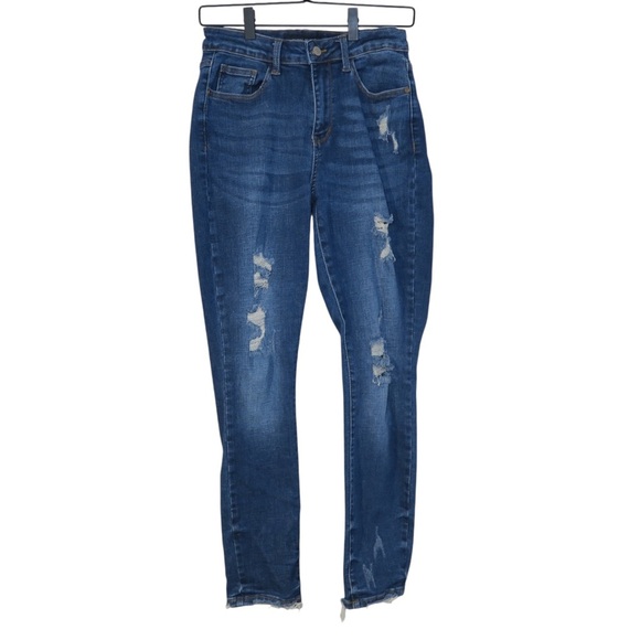 Judy Blue Denim - Judy Blue Relaxed Fit Jeans Distressed Mid Rise Boyfriend Casual Destroyed 9